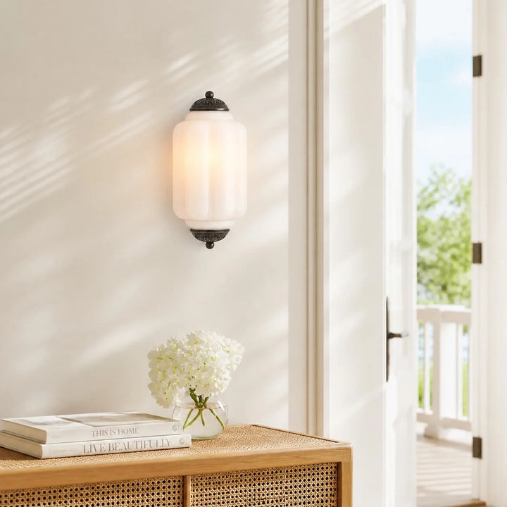 Lumi Vintage Antique Milk Glass Flush Eloise Sconce