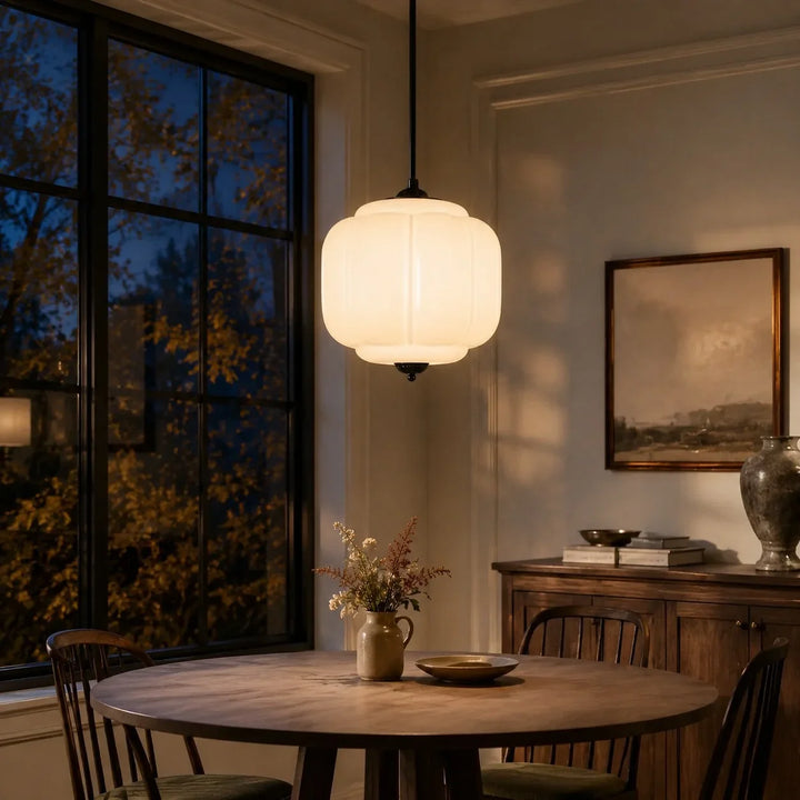 Lumi Vintage Milk Glass Oiled Brass Eloise Pendant Light