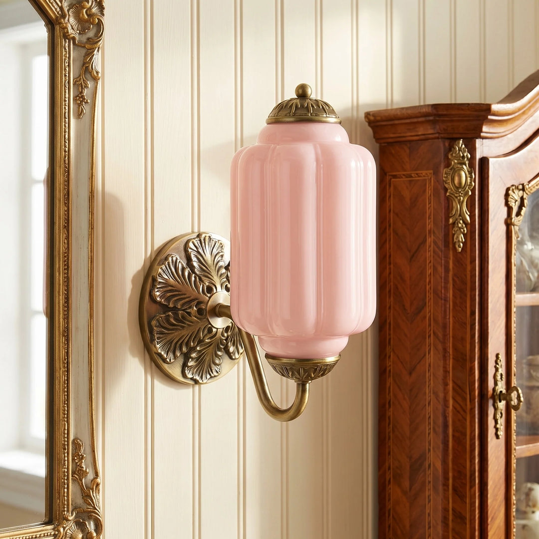 Lumi Vintage Milk Glass Oiled Brass Eloise Sconce