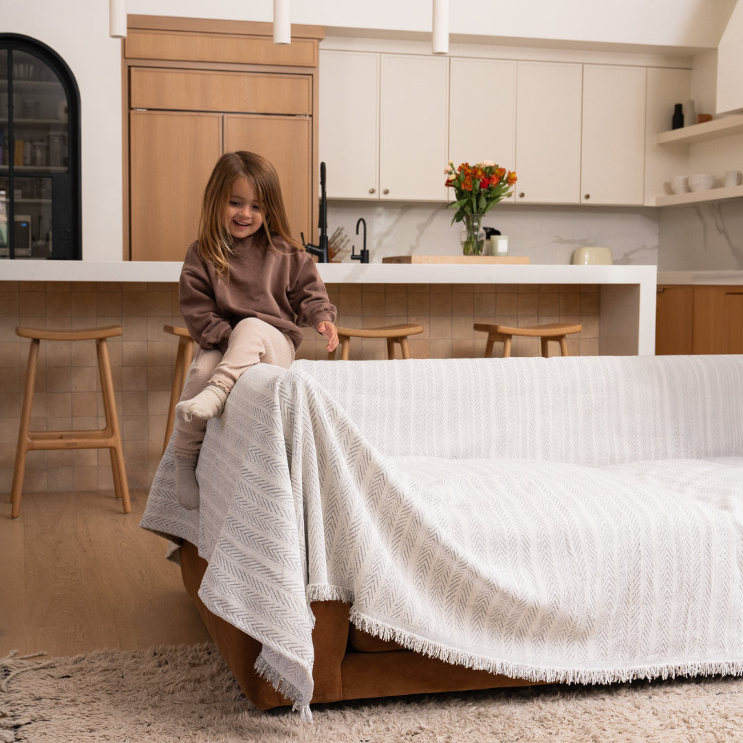 Herringbone Sofa Throw | Large, 180 cm Wide, 4 Colours