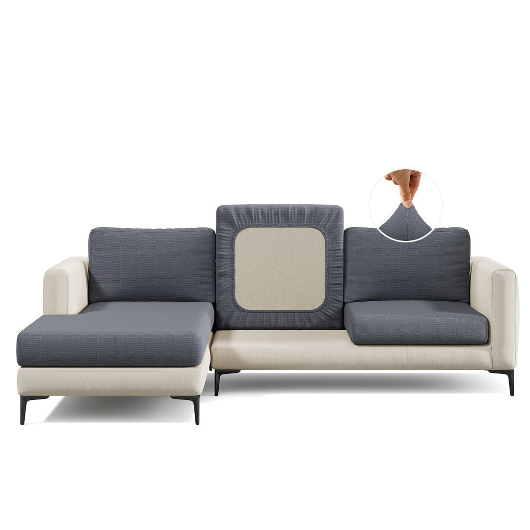 Stretch Sofa Cushion Cover | Checked Jacquard, 5 Colours