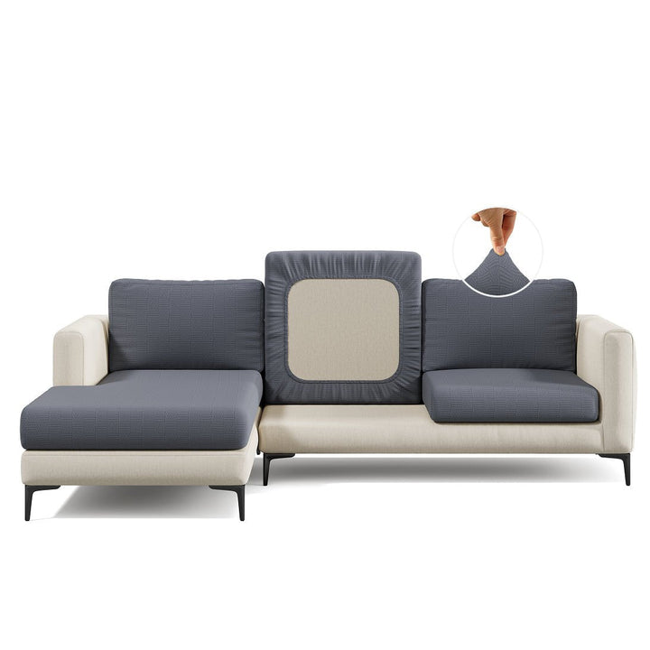 Stretch Sofa Cushion Cover | Checked Jacquard, 5 Colours