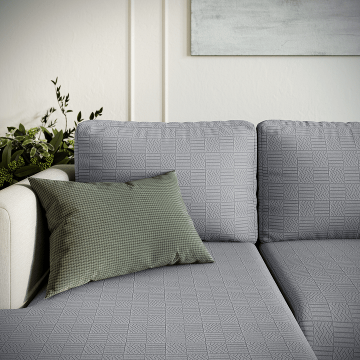 Stretch Sofa Cushion Cover | Checked Jacquard, 5 Colours
