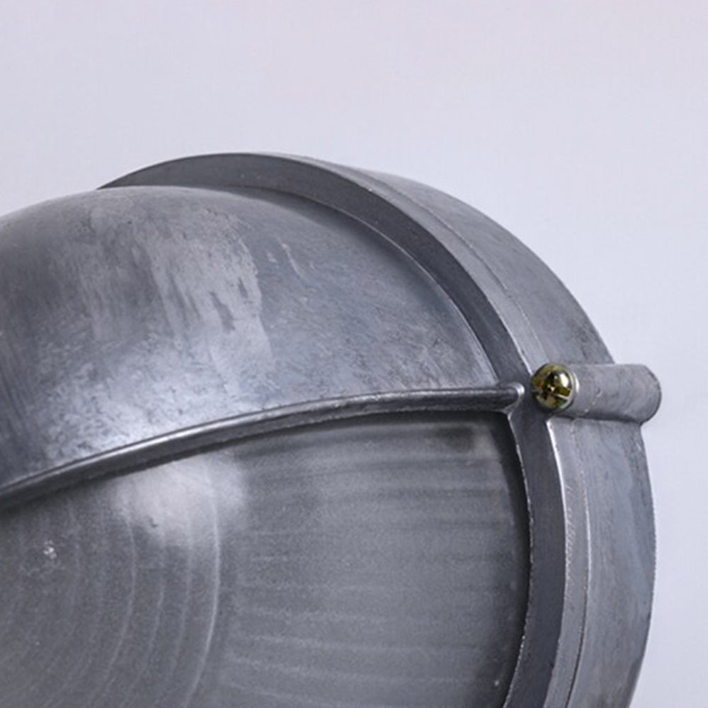 Bulkhead Outdoor Wall Light | Galvanised Silver or Brass, Ribbed Glass