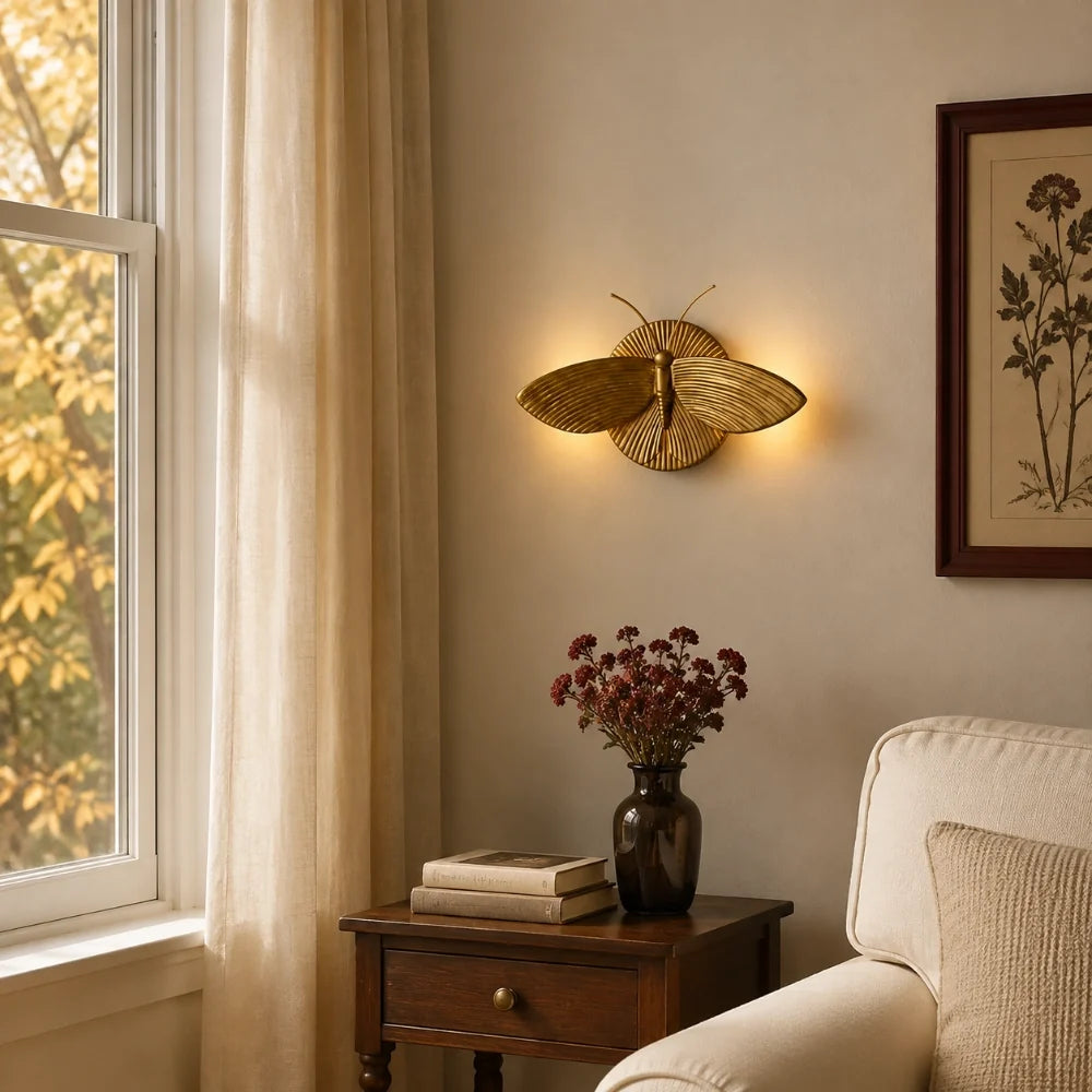 Marlow Vintage Art Deco Moth Resin Wall Sconce