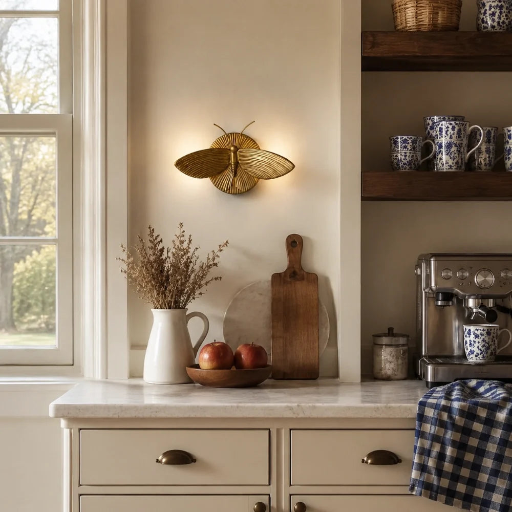 Marlow Vintage Art Deco Moth Resin Wall Sconce