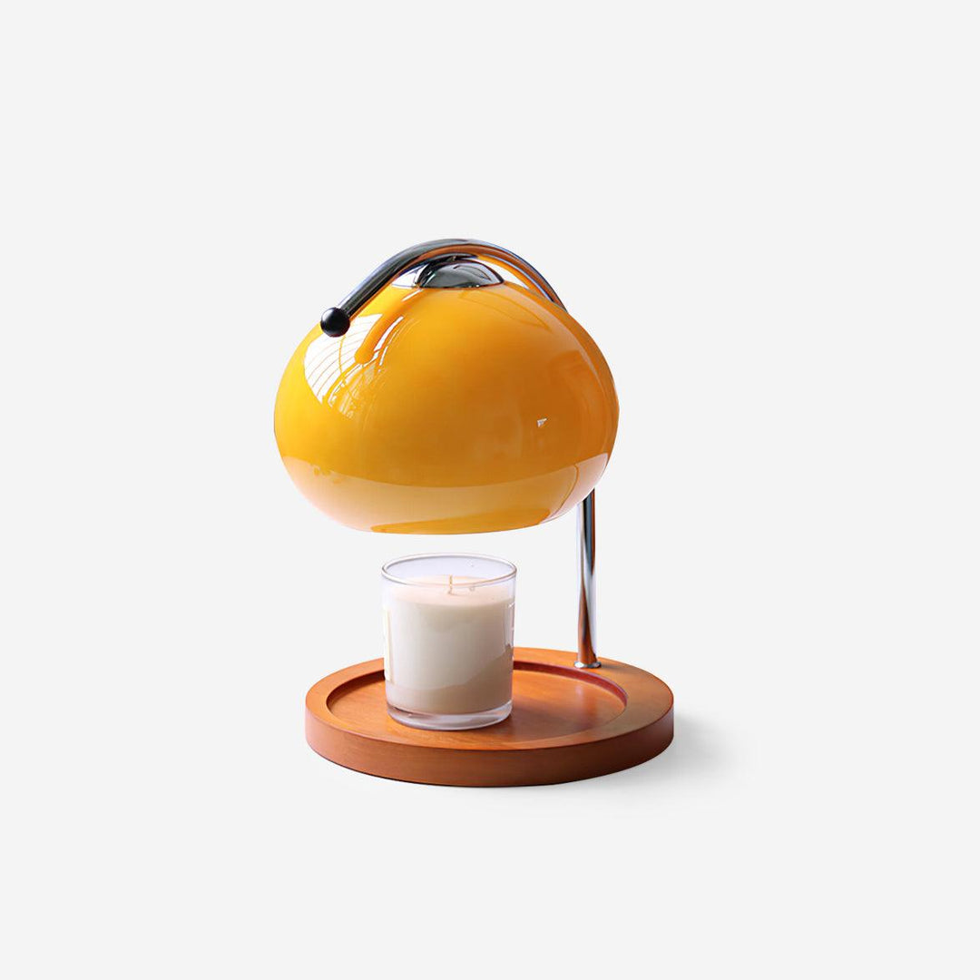 Candle Warmer Lamp with Glass Shade | Wooden Tray Base