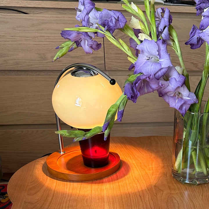 Candle Warmer Lamp with Glass Shade | Wooden Tray Base