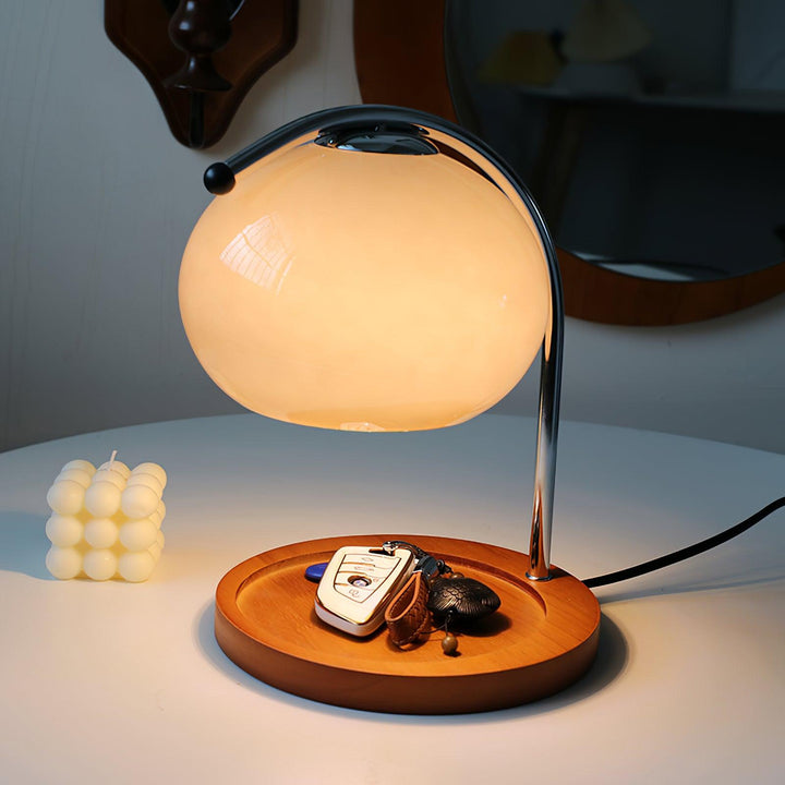 Candle Warmer Lamp with Glass Shade | Wooden Tray Base