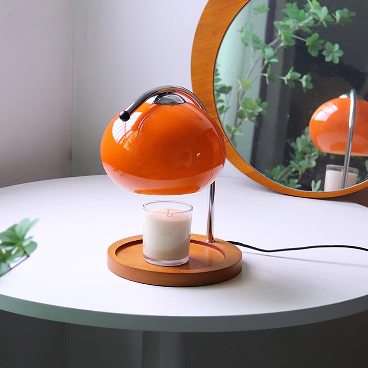 Candle Warmer Lamp with Glass Shade | Wooden Tray Base