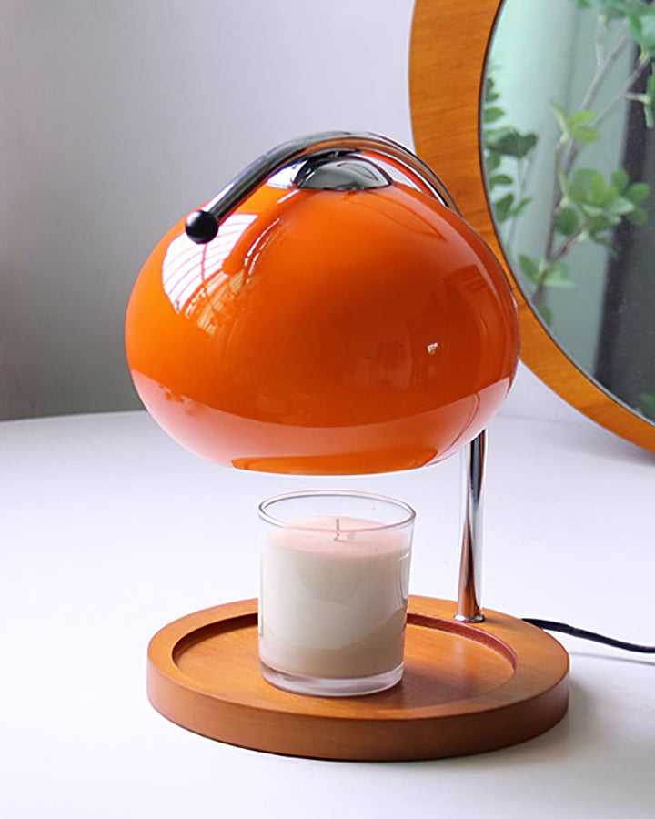 Candle Warmer Lamp with Glass Shade | Wooden Tray Base