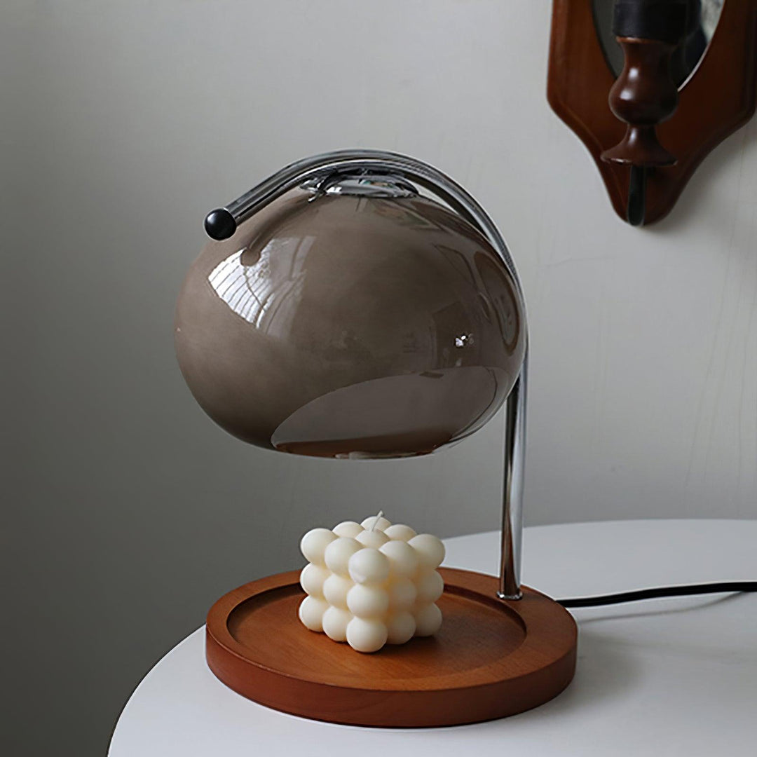 Candle Warmer Lamp with Glass Shade | Wooden Tray Base