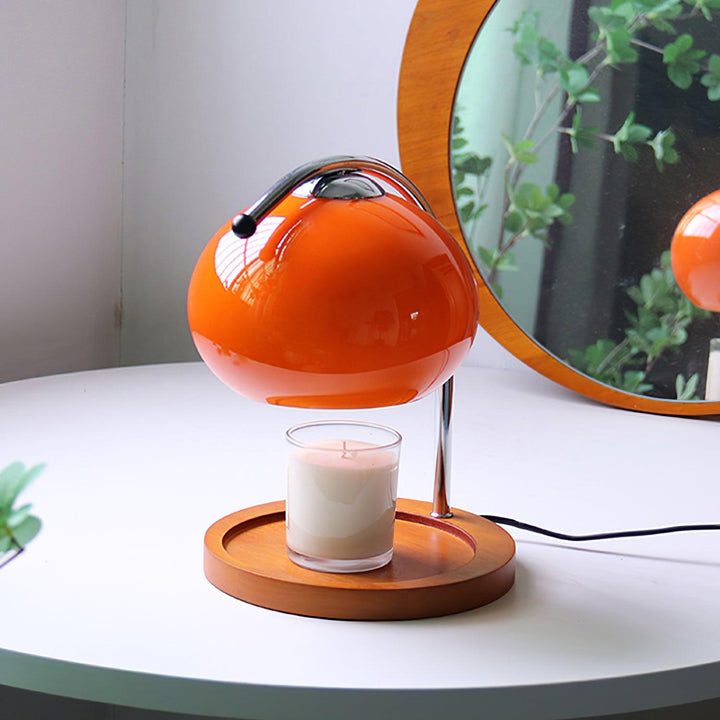 Candle Warmer Lamp with Glass Shade | Wooden Tray Base