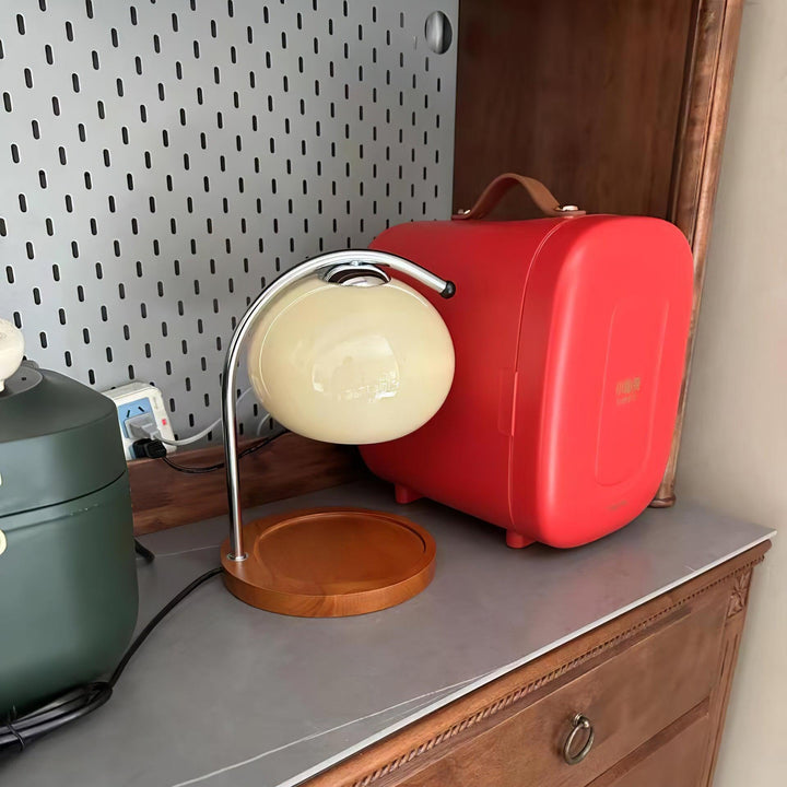 Candle Warmer Lamp with Glass Shade | Wooden Tray Base