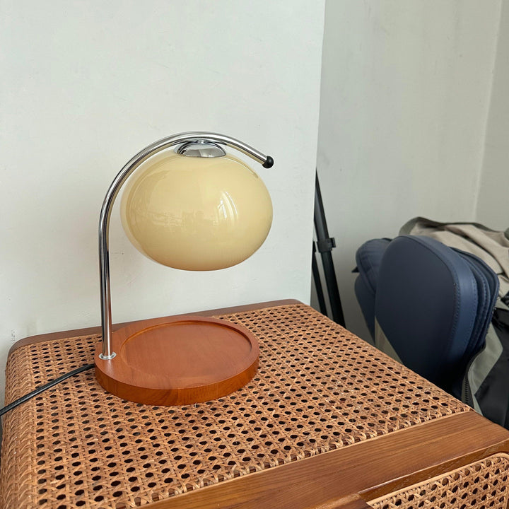 Candle Warmer Lamp with Glass Shade | Wooden Tray Base
