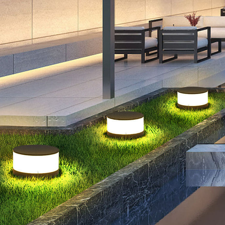 Modern Round Solar LED Post Light 1-Light