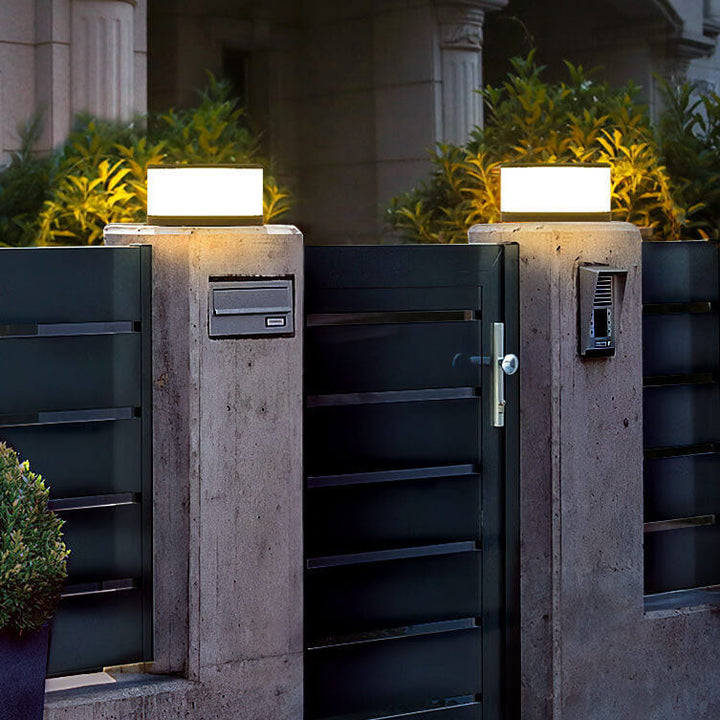 Modern Round Solar LED Post Light 1-Light