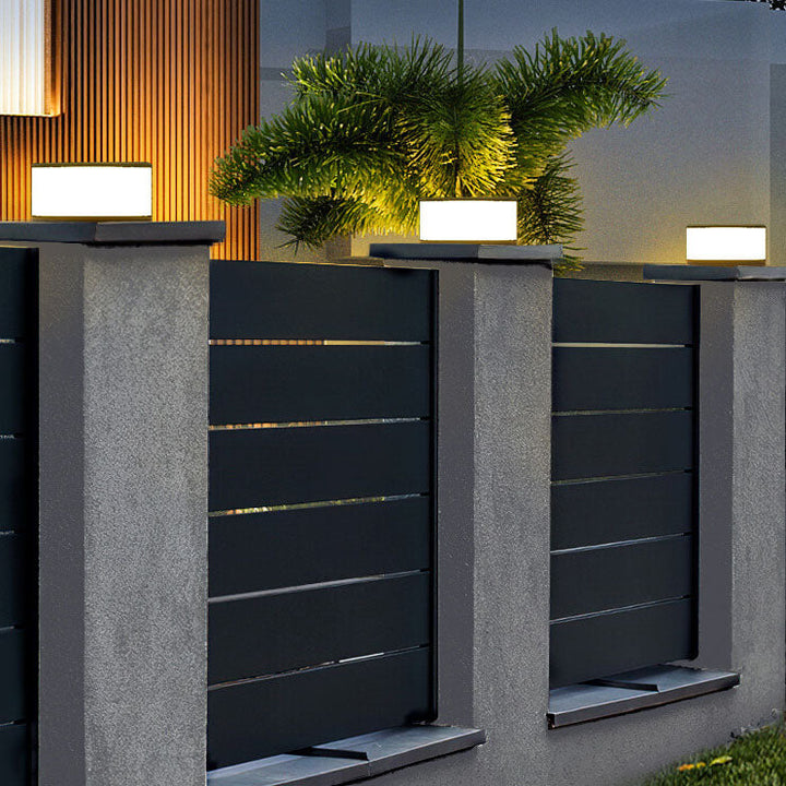Modern Round Solar LED Post Light 1-Light