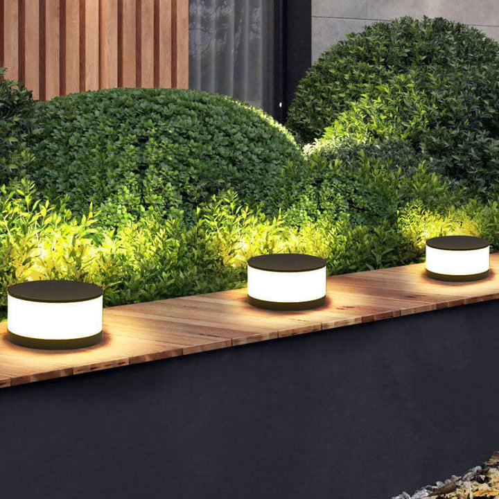 Modern Round Solar LED Post Light 1-Light