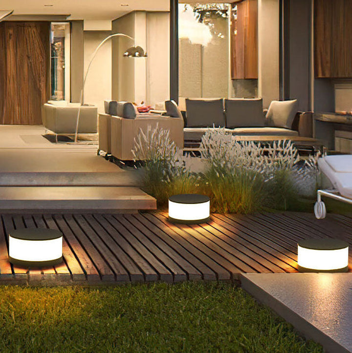 Modern Round Solar LED Post Light 1-Light