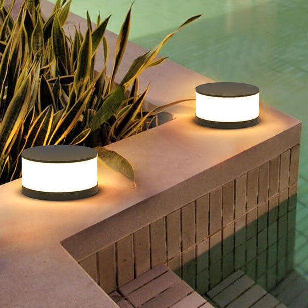 Modern Round Solar LED Post Light 1-Light