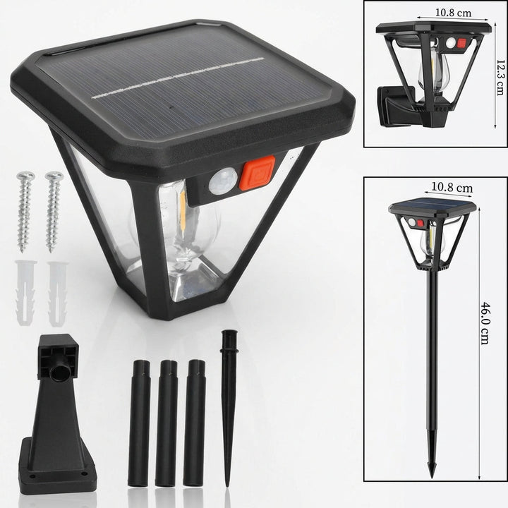Modern Solar LED Motion Sensor Garden Post Light 1-Light