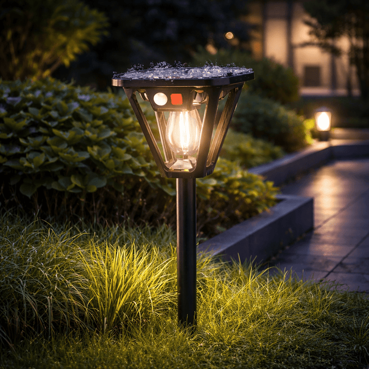 Modern Solar LED Motion Sensor Garden Post Light 1-Light