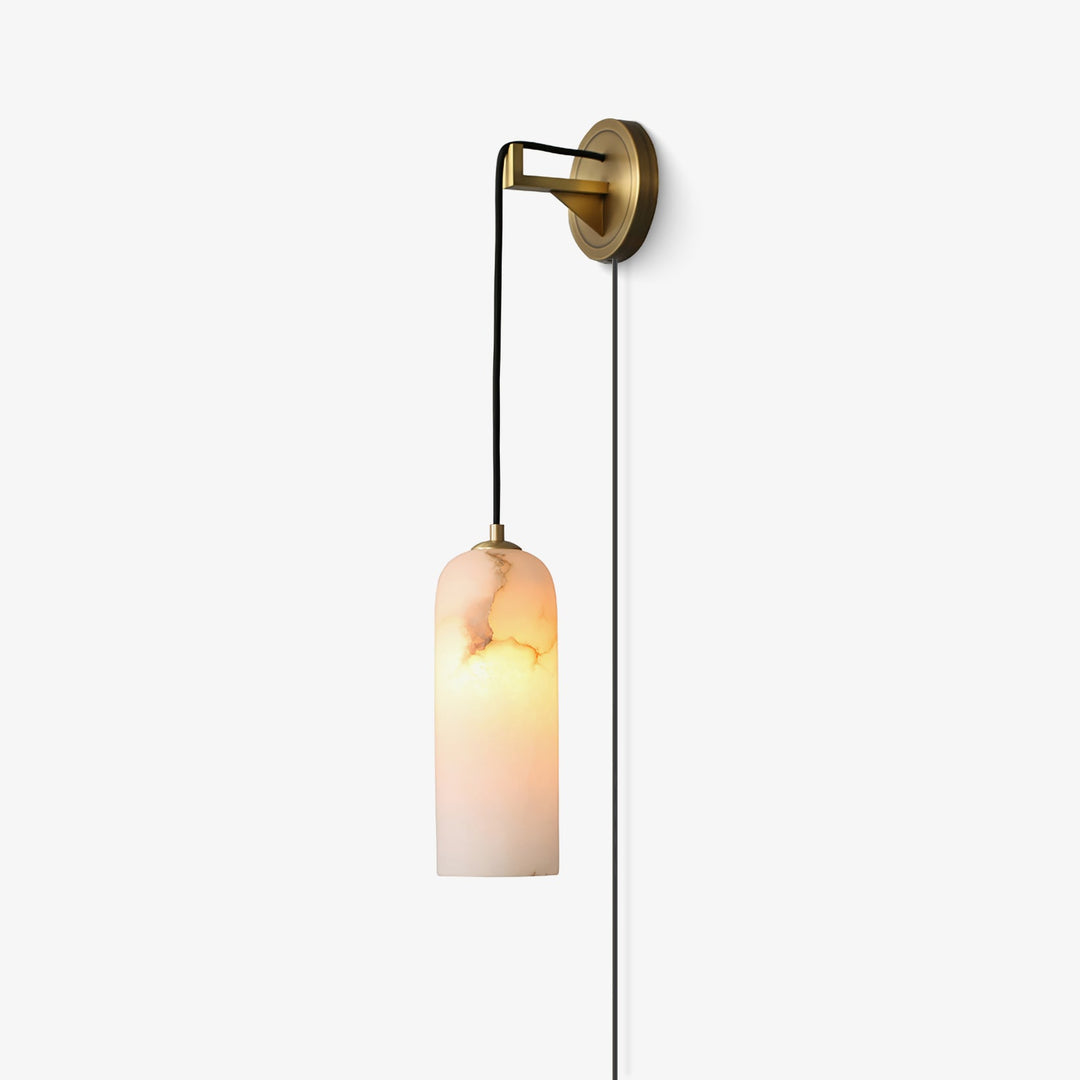 Plug-in Alabaster Wall Light | Braided Cord, E14