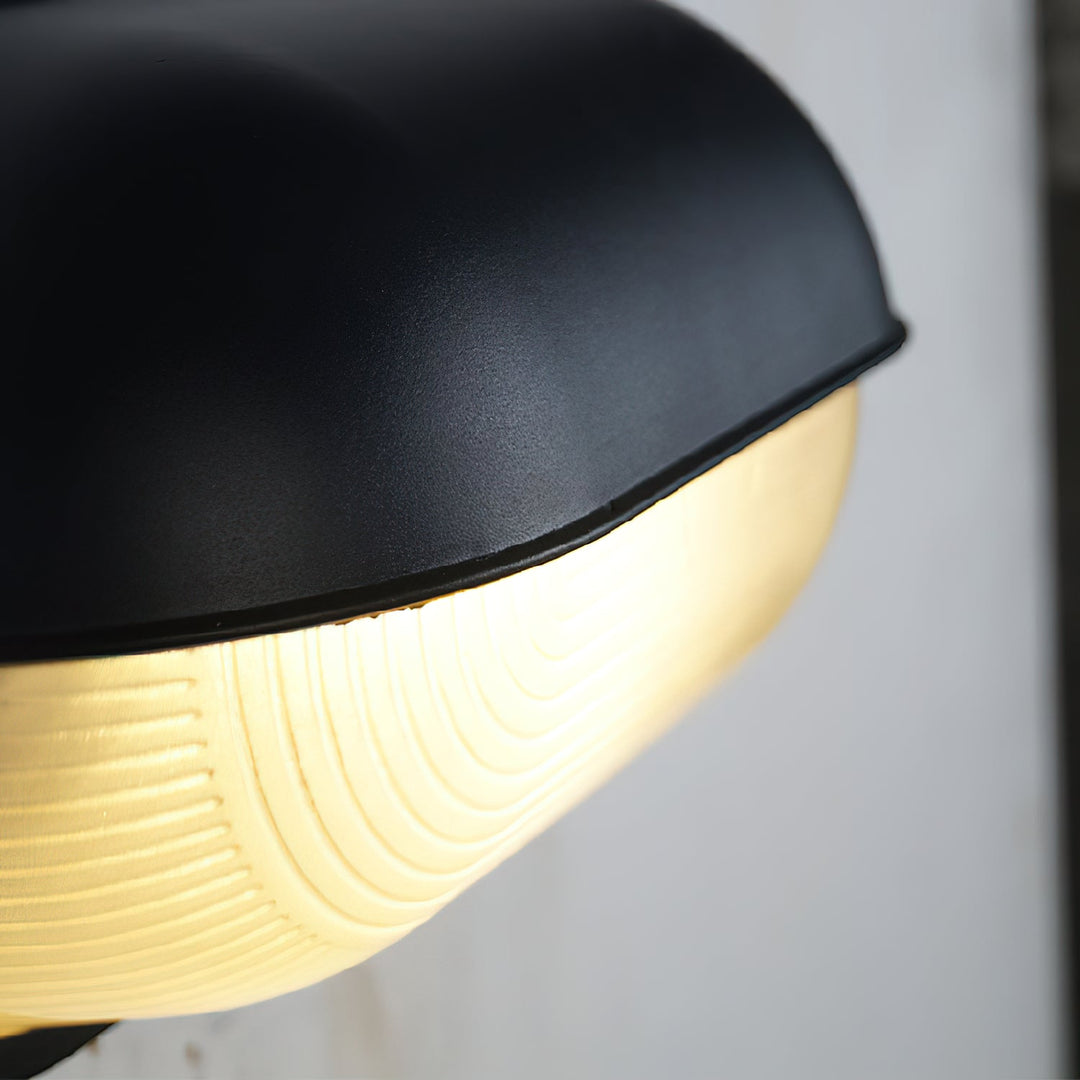 Oval Bulkhead Outdoor Wall Light | Black or Green, Ribbed Glass