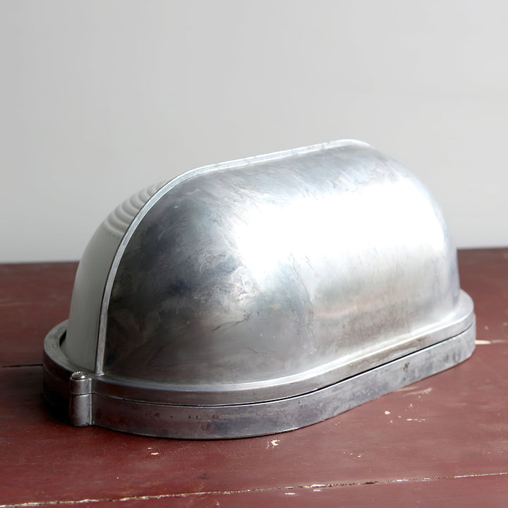 Bulkhead Outdoor Wall Light | Galvanised Silver or Brass, Ribbed Glass