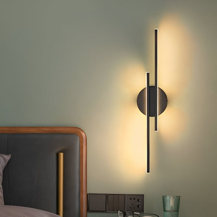 Offset Twin-Bar LED Wall Light | Black or White, 55 cm