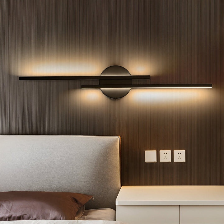 Offset Twin-Bar LED Wall Light | Black or White, 55 cm