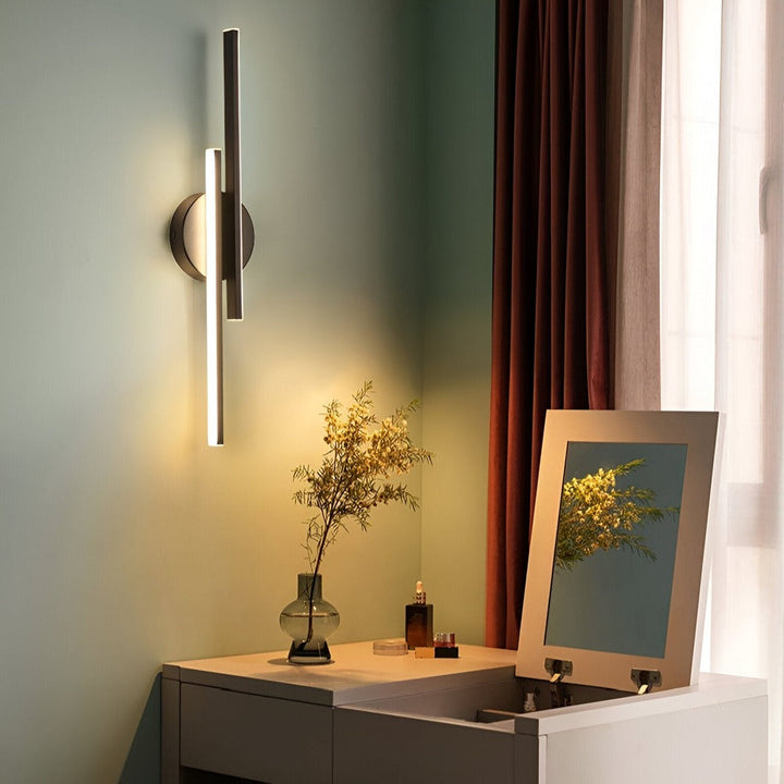 Offset Twin-Bar LED Wall Light | Black or White, 55 cm
