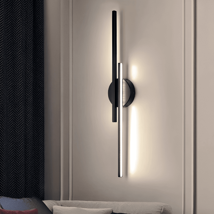 Offset Twin-Bar LED Wall Light | Black or White, 55 cm