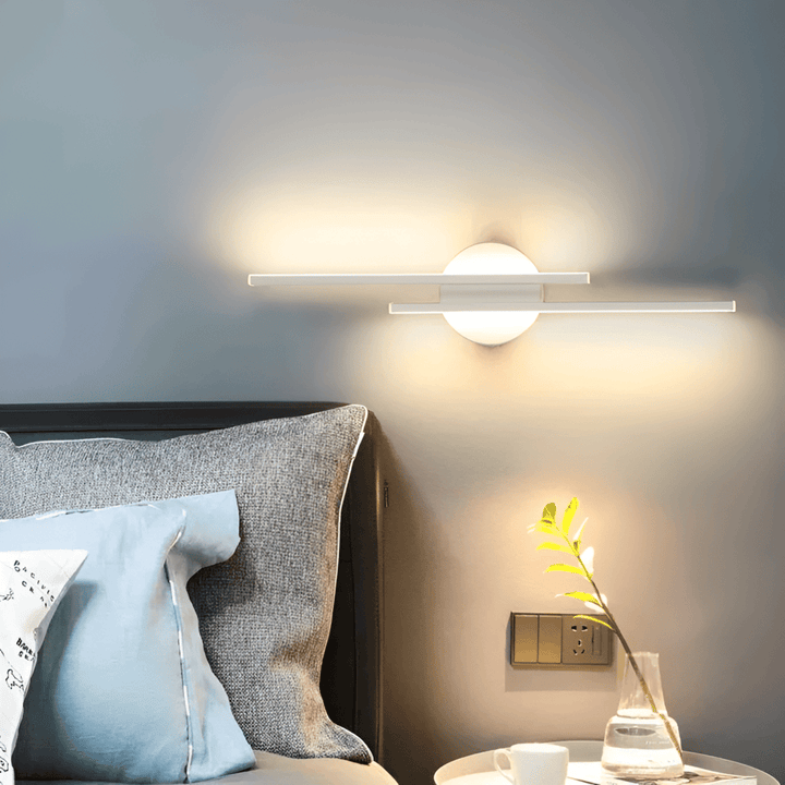 Offset Twin-Bar LED Wall Light | Black or White, 55 cm