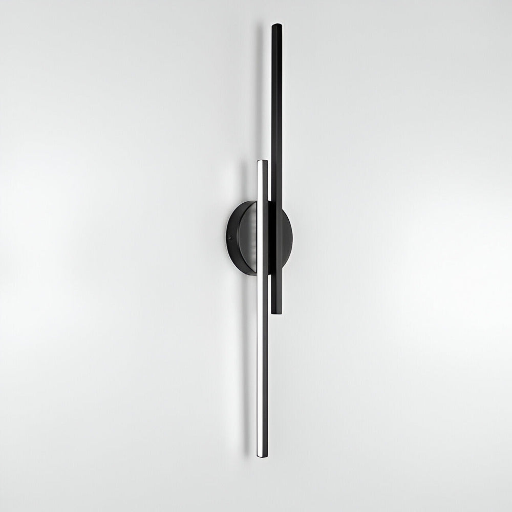 Offset Twin-Bar LED Wall Light | Black or White, 55 cm