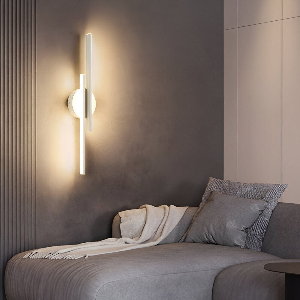 Offset Twin-Bar LED Wall Light | Black or White, 55 cm