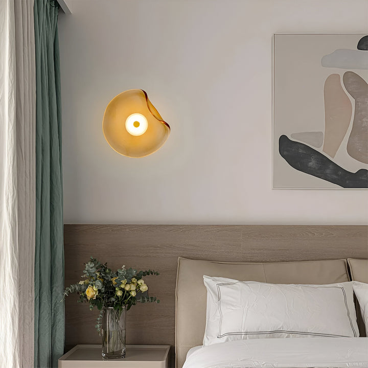 Wavy Glass Wall Light | Sculptural Disc, Four Colours