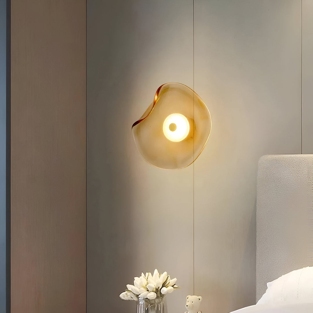 Wavy Glass Wall Light | Sculptural Disc, Four Colours