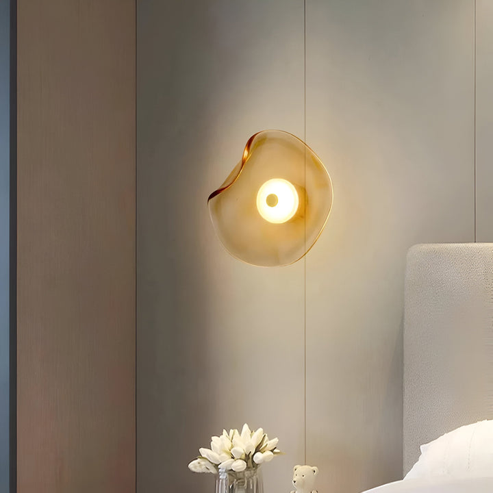 Wavy Glass Wall Light | Sculptural Disc, Four Colours
