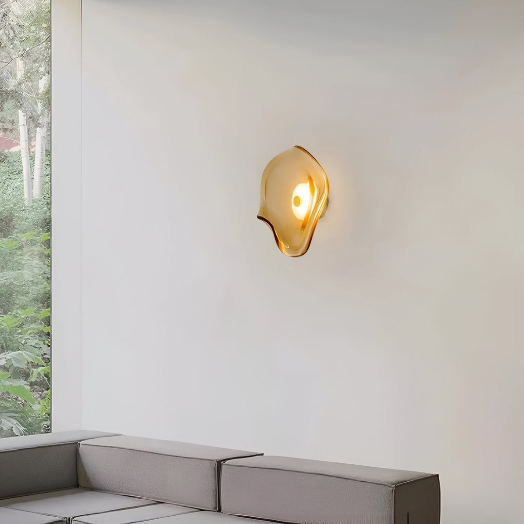 Wavy Glass Wall Light | Sculptural Disc, Four Colours