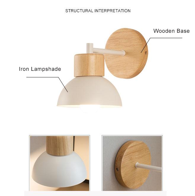 Nordic Wood Dome Wall Light
