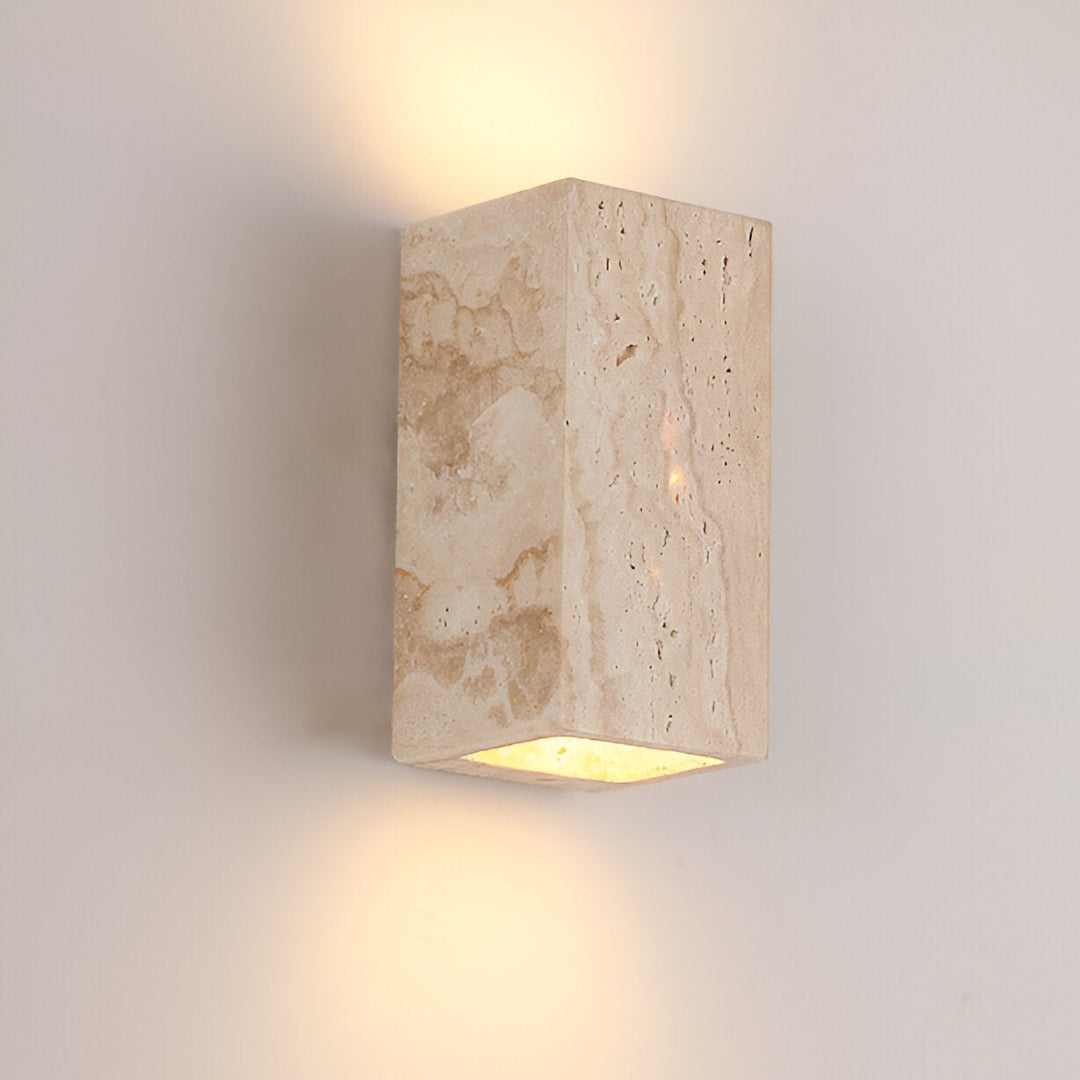 Minimalist Travertine Stone Square Outdoor Wall Light LED 1-Light