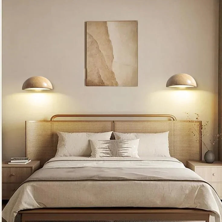 Wabi-Sabi Travertine Semicircular Wall Sconce LED 1-Light