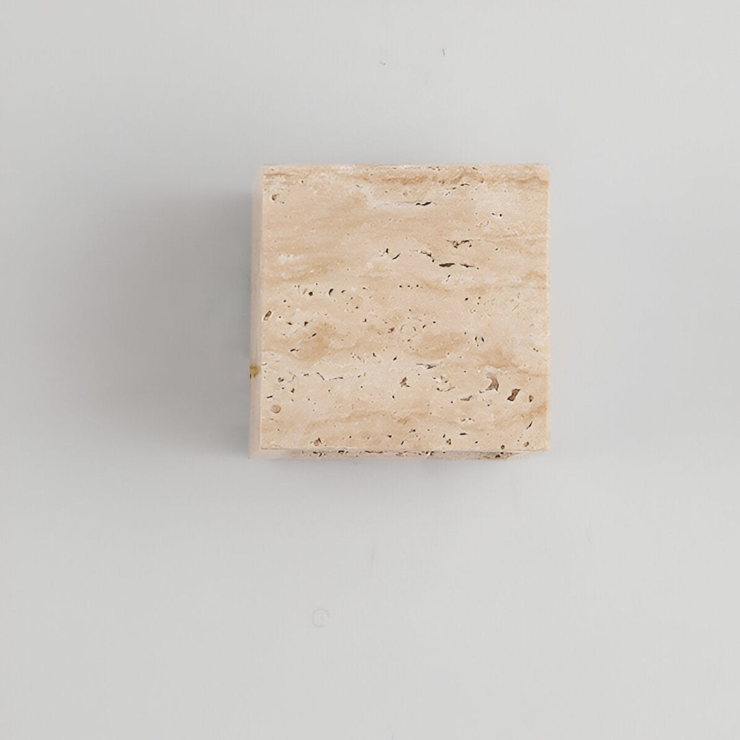 Travertine Cube Outdoor Wall Light | Natural Stone, Up and Down LED