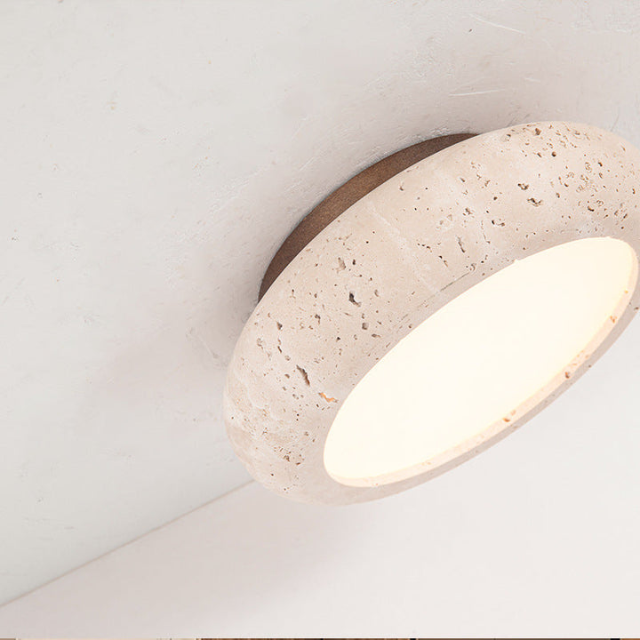 Retro Travertine Round LED Ceiling Light 1-Light