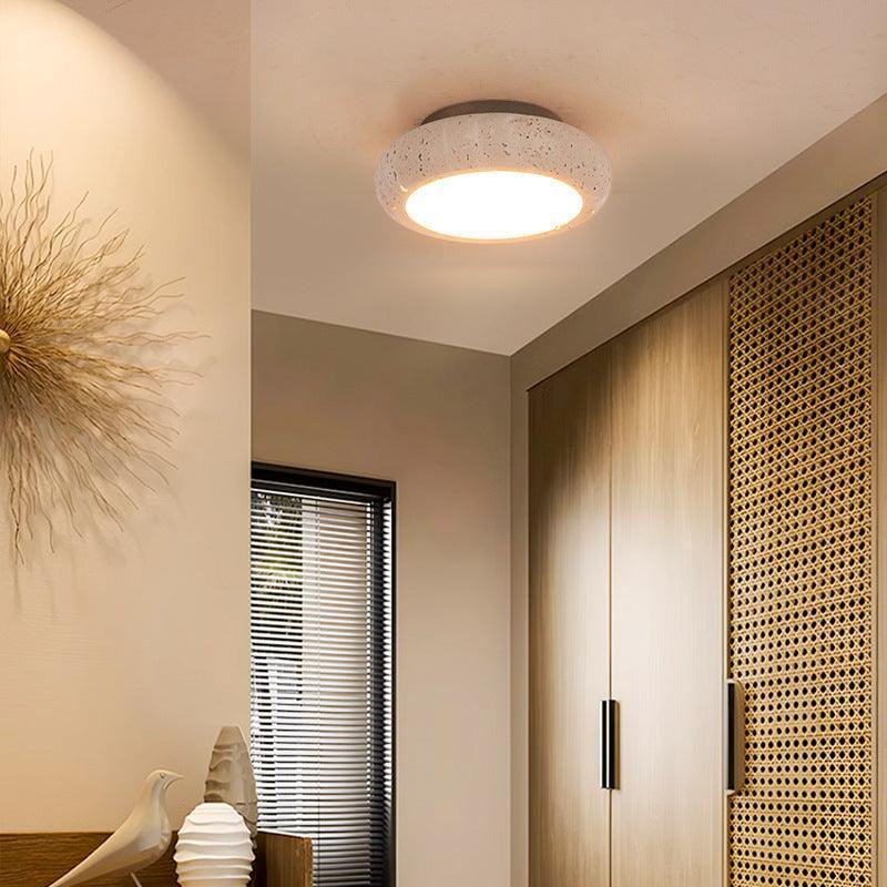 Retro Travertine Round LED Ceiling Light 1-Light