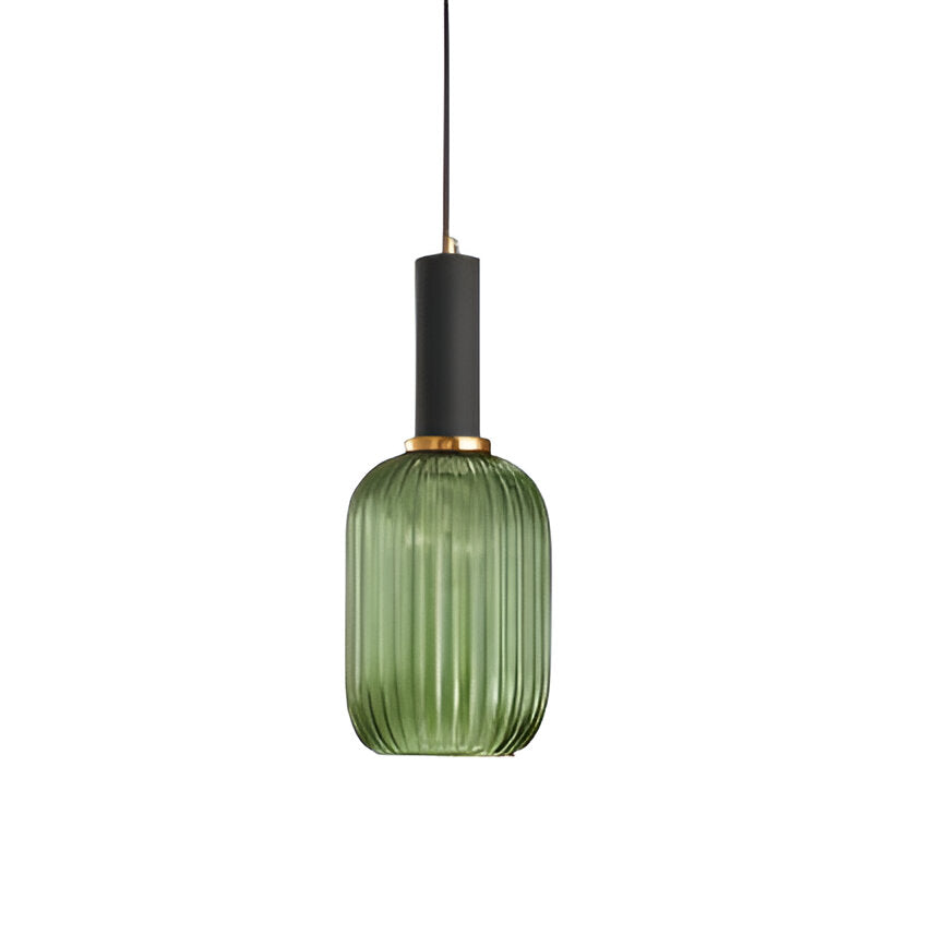 Ribbed Glass Pendant Light | Cylinder, Bottle or Drum Shade