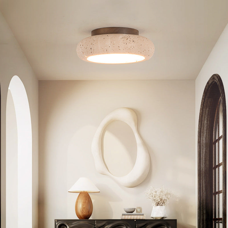 Retro Travertine Round LED Ceiling Light 1-Light