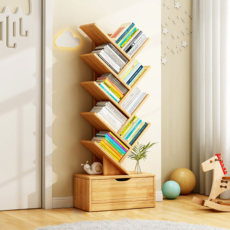 Tree Bookshelf with Drawer | Walnut or Natural, 6 to 12 Tiers